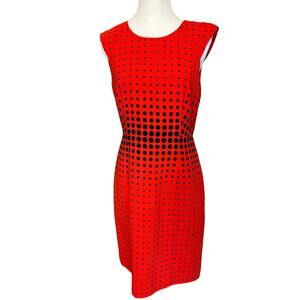 J Crew | Red/Black Polka Dot Sheath Dress | 6